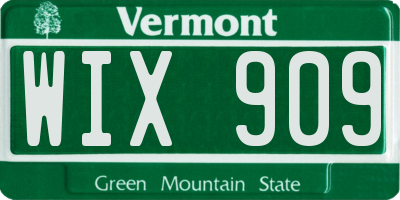 VT license plate WIX909