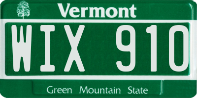 VT license plate WIX910