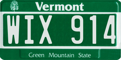 VT license plate WIX914