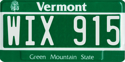 VT license plate WIX915