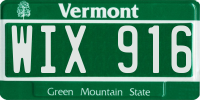 VT license plate WIX916