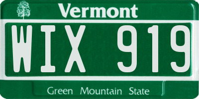 VT license plate WIX919