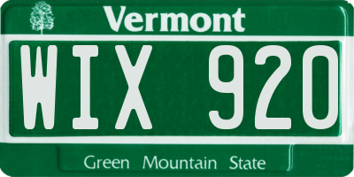 VT license plate WIX920