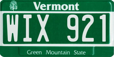 VT license plate WIX921