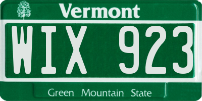 VT license plate WIX923