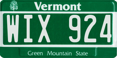 VT license plate WIX924