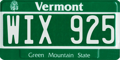 VT license plate WIX925