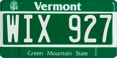 VT license plate WIX927