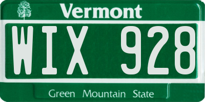 VT license plate WIX928