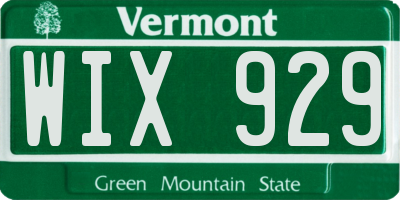 VT license plate WIX929