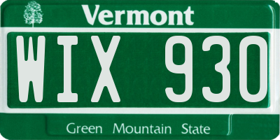 VT license plate WIX930