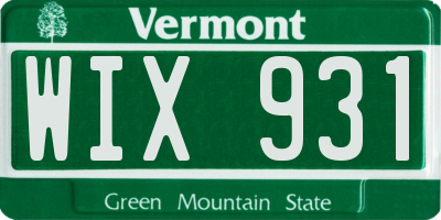 VT license plate WIX931
