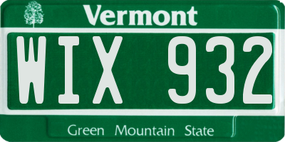 VT license plate WIX932