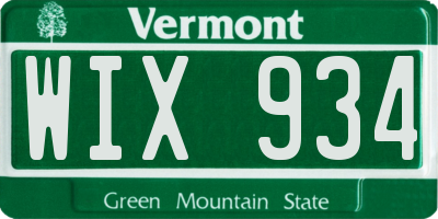 VT license plate WIX934