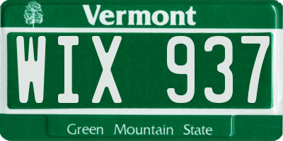 VT license plate WIX937