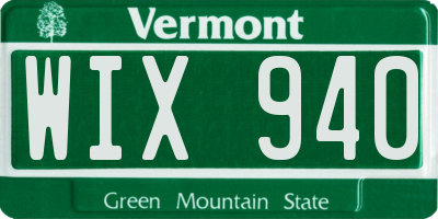 VT license plate WIX940