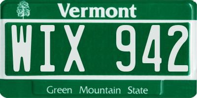 VT license plate WIX942