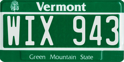 VT license plate WIX943
