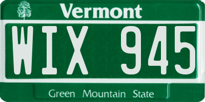 VT license plate WIX945