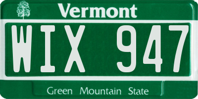 VT license plate WIX947