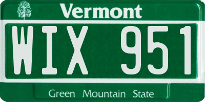 VT license plate WIX951