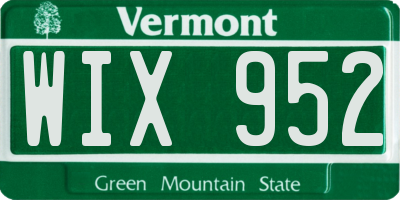 VT license plate WIX952