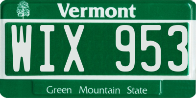 VT license plate WIX953