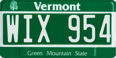 VT license plate WIX954