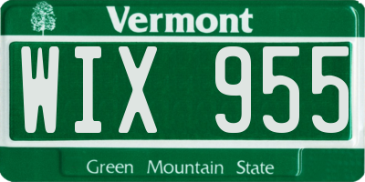 VT license plate WIX955
