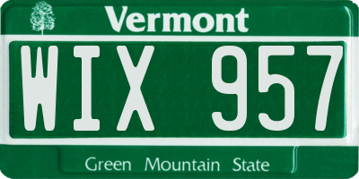 VT license plate WIX957