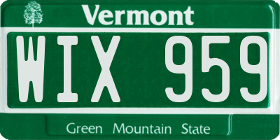 VT license plate WIX959