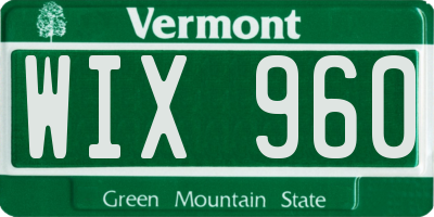 VT license plate WIX960
