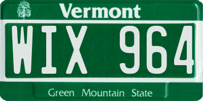 VT license plate WIX964