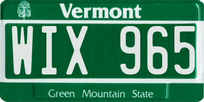 VT license plate WIX965