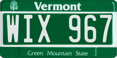 VT license plate WIX967