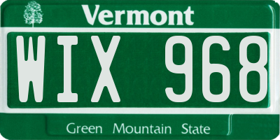 VT license plate WIX968
