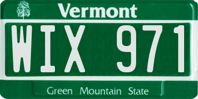 VT license plate WIX971