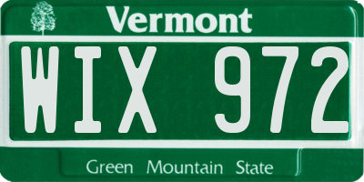 VT license plate WIX972