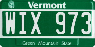 VT license plate WIX973
