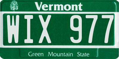 VT license plate WIX977