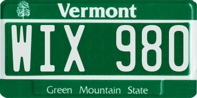 VT license plate WIX980