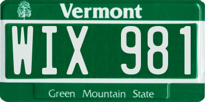 VT license plate WIX981