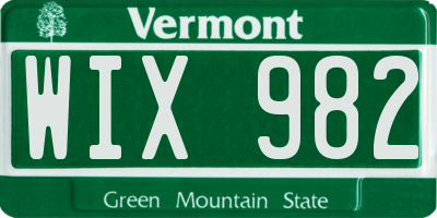 VT license plate WIX982