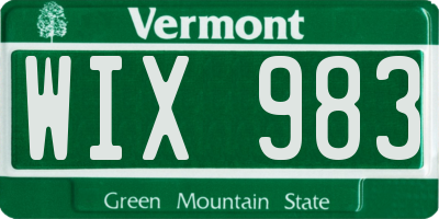 VT license plate WIX983