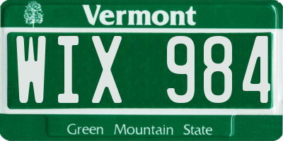 VT license plate WIX984