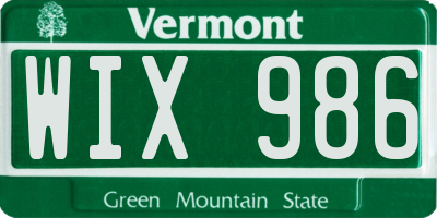VT license plate WIX986