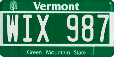 VT license plate WIX987
