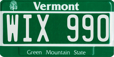 VT license plate WIX990