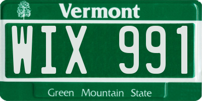 VT license plate WIX991