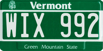 VT license plate WIX992